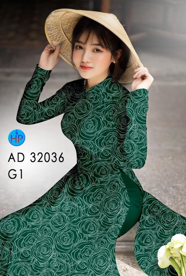 Vải Áo Dài Hoa Hồng AD 32036 2